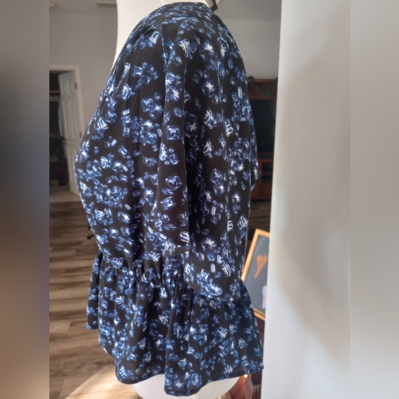 Michael Kors Peplum Royal Black Blue  Blouse - Picture 4 of 6